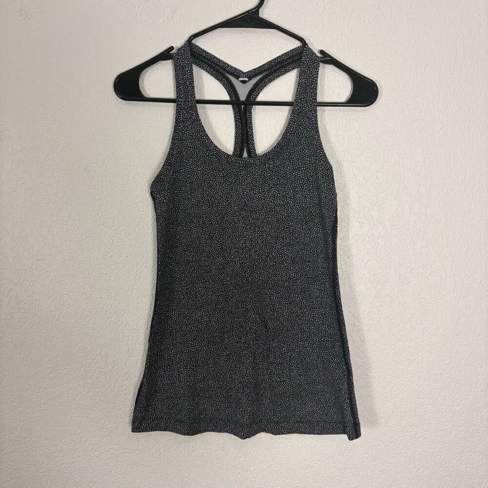 Lululemon Black‎ & White Speckled Cool Racerback Tank Top Size 4